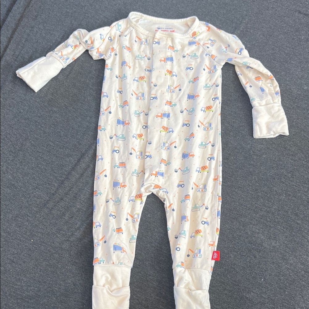 Magnetic Me Cream One Piece with Colorful Vehicle Print